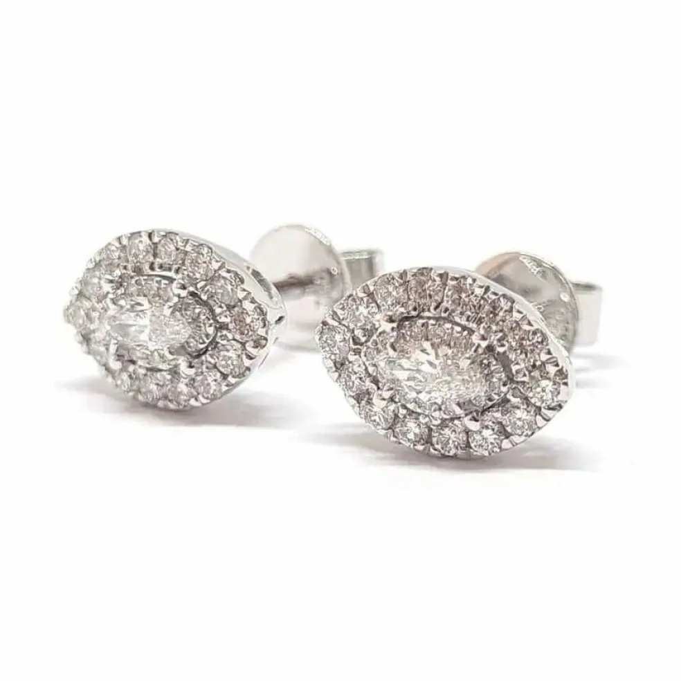 Boucles d'oreilles marquise diamants or blanc