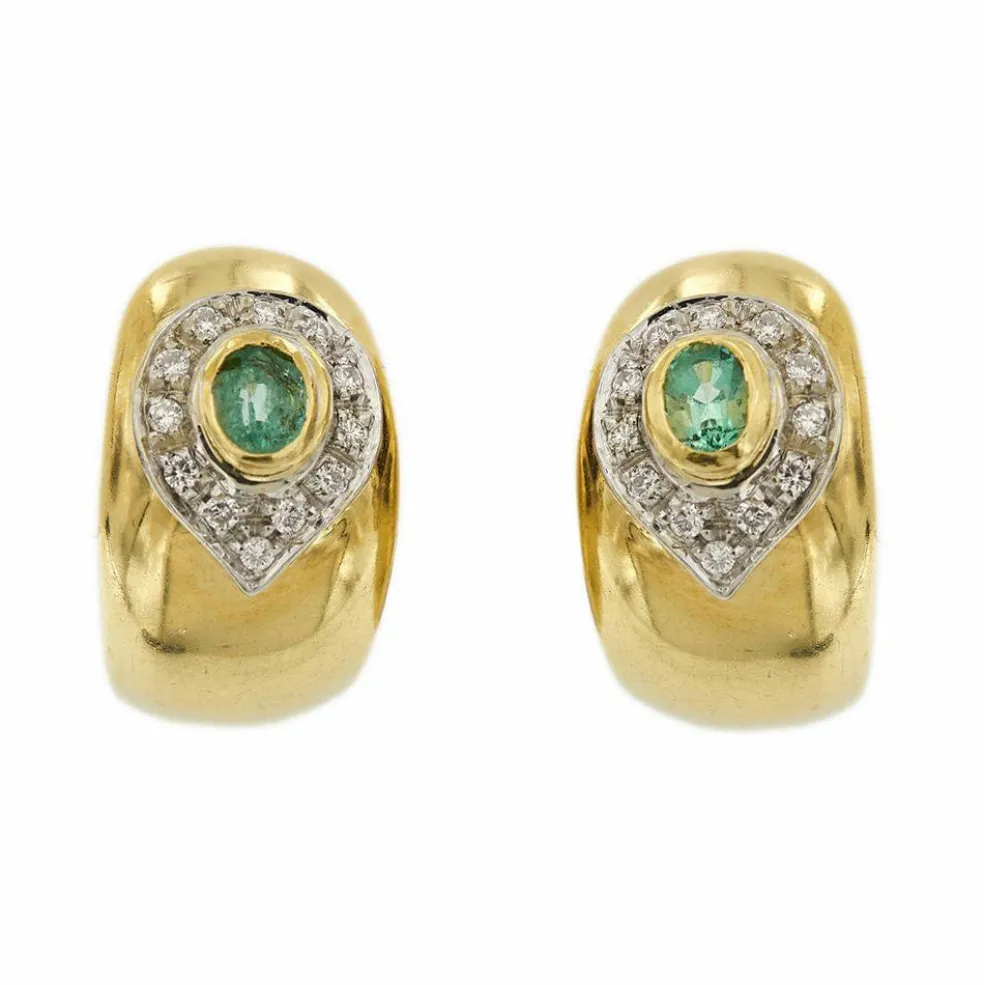 Boucles d'oreilles émeraudes diamants