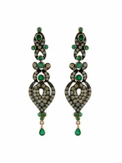 Boucles d'oreilles émeraudes et diamants