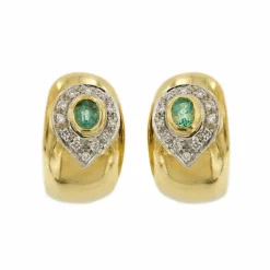 Boucles d'oreilles émeraudes diamants
