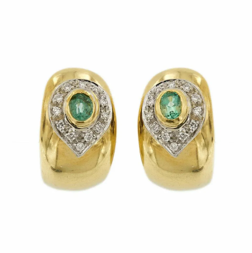 Boucles d'oreilles émeraudes diamants