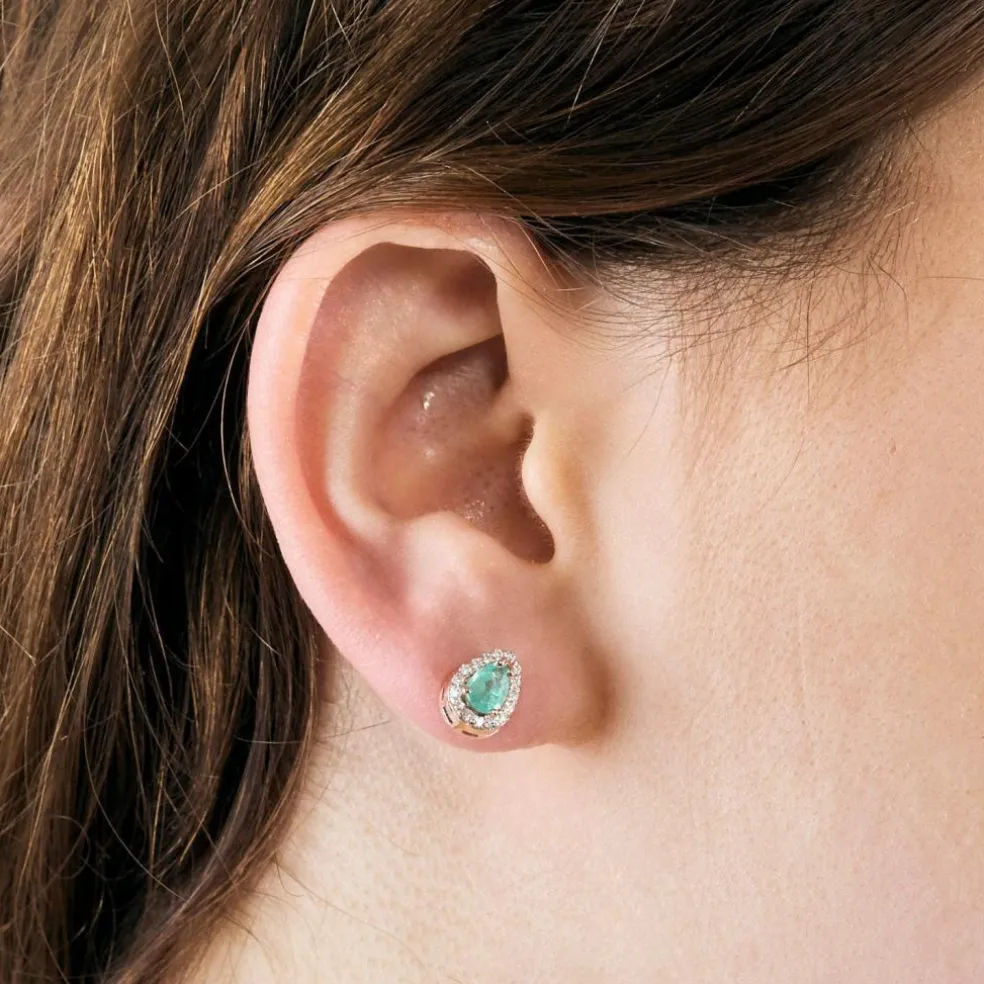 Boucles d'oreilles émeraudes diamants
