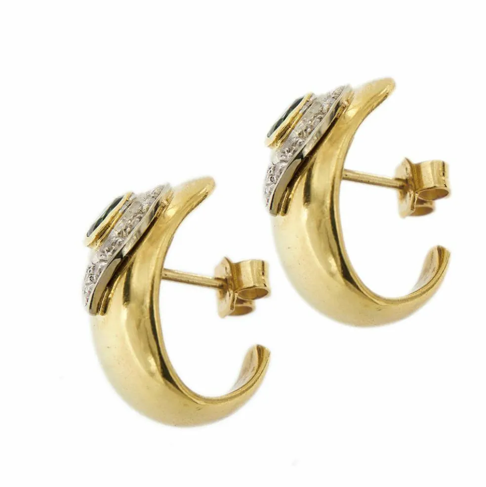 Boucles d'oreilles émeraudes diamants