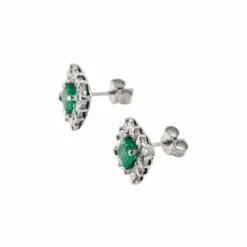 Boucles d'oreilles émeraudes et diamants