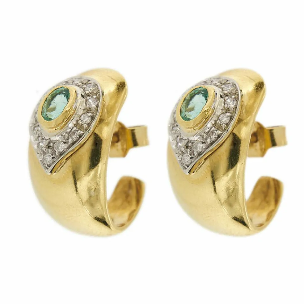 Boucles d'oreilles émeraudes diamants