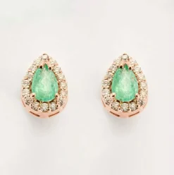 Boucles d'oreilles émeraudes diamants