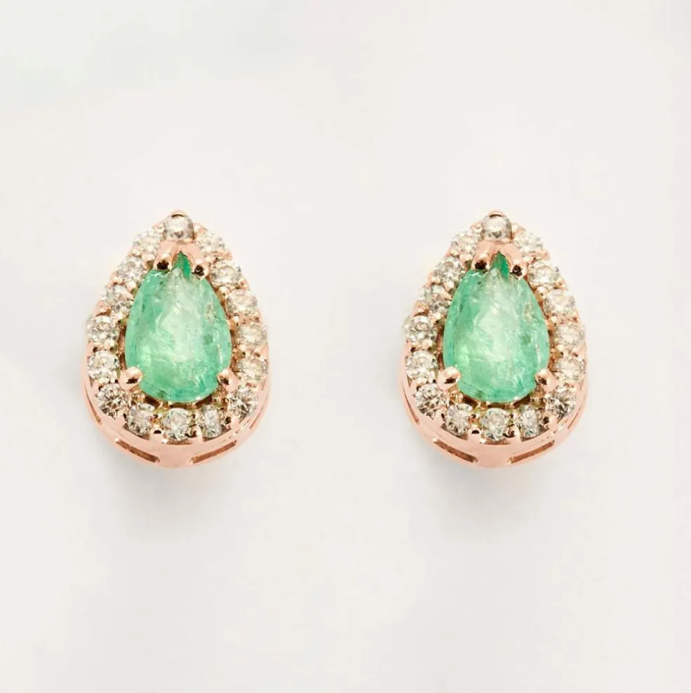 Boucles d'oreilles émeraudes diamants