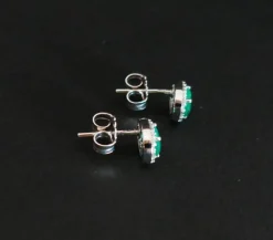 Boucles d'Oreilles émeraude Et Diamants, Or Blanc