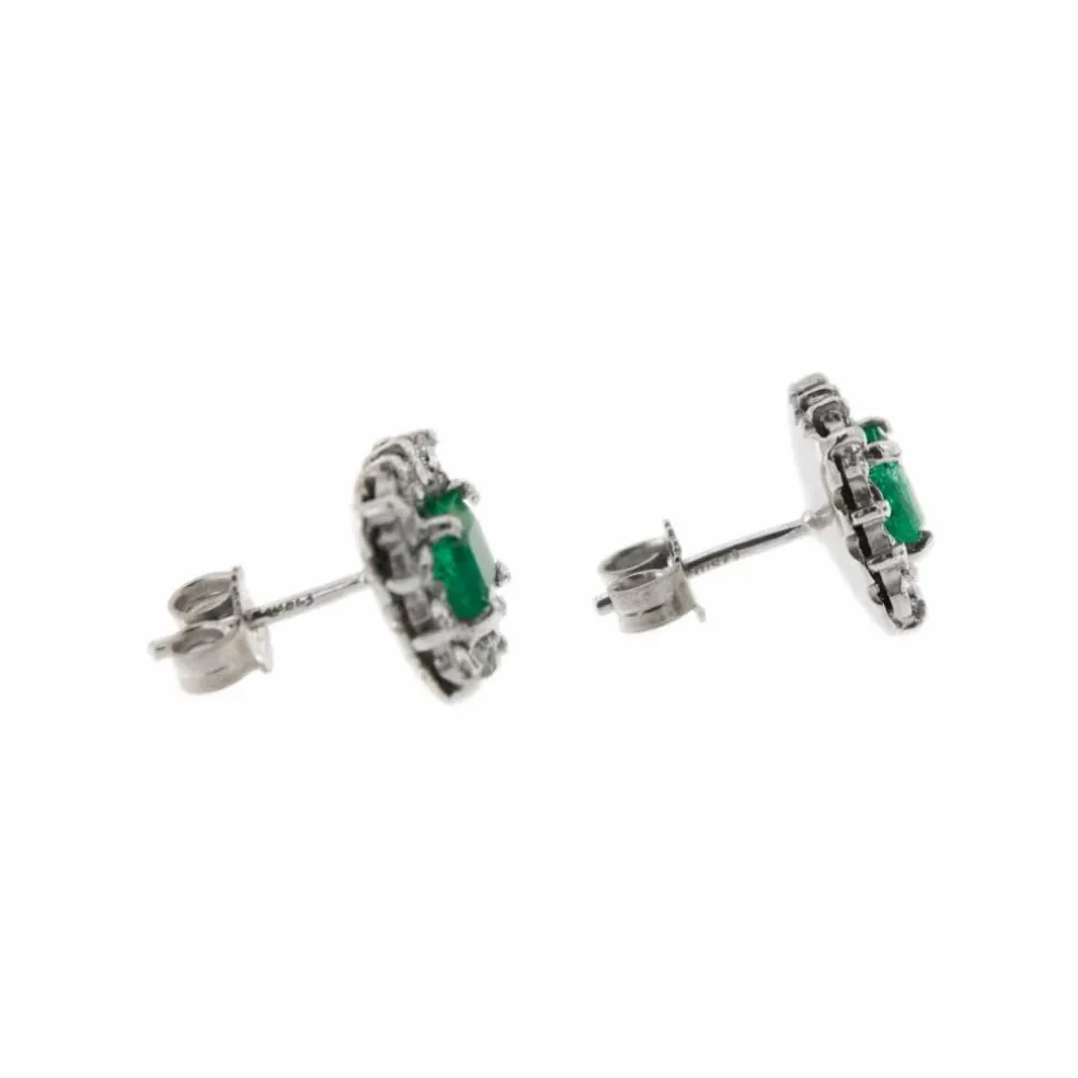 Boucles d'oreilles émeraudes et diamants