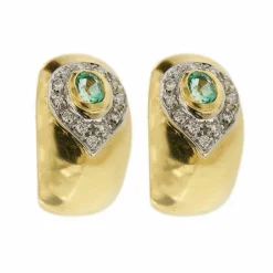 Boucles d'oreilles émeraudes diamants