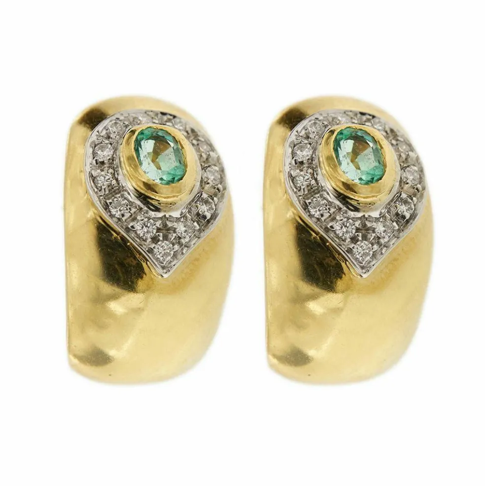 Boucles d'oreilles émeraudes diamants