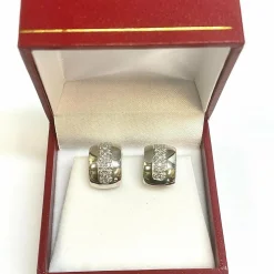 Boucles d’oreilles mini-créoles or blanc et diamants