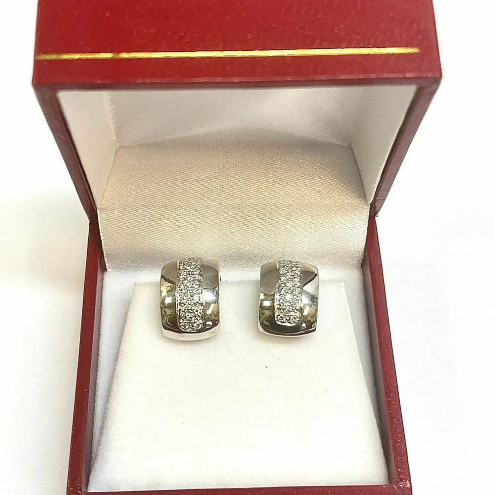 Boucles d’oreilles mini-créoles or blanc et diamants