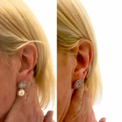 Boucles d'oreilles modernes en or 18 ct avec diamants et perle