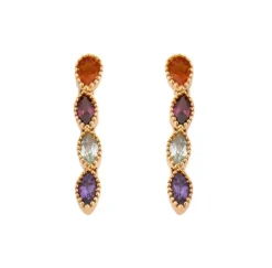 BOUCLES D'OREILLES NAVETTE PIERRES FINES