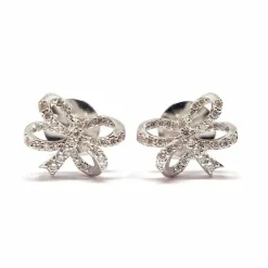 Boucles d'oreilles noeuds diamants or blanc
