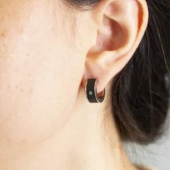 Boucles d'oreilles NOIR en Acier, Diamants et Céramique