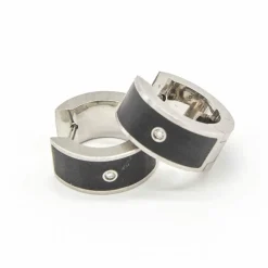 Boucles d'oreilles NOIR en Acier, Diamants et Céramique