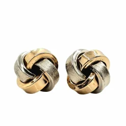 Boucles d'oreilles nœuds or jaune et blanc