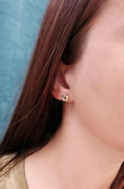Boucles d'oreilles nœuds or jaune et blanc
