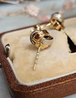 Boucles d'oreilles nœuds or jaune et blanc