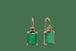Boucles d'oreilles Onyx Vert, Diamants
