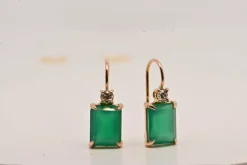 Boucles d'oreilles Onyx Vert, Diamants