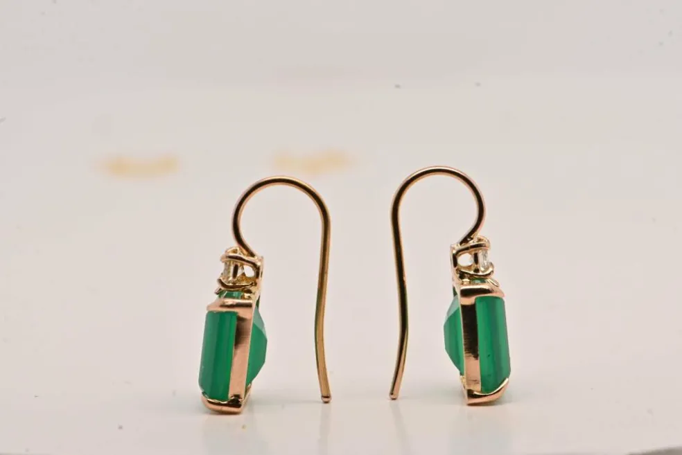 Boucles d'oreilles Onyx Vert, Diamants