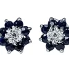 Boucles d’oreilles or blanc saphirs et diamants