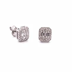 Boucles d’oreilles or blanc diamants