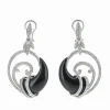 Boucles d'Oreilles Or Blanc Diamants et Onyx