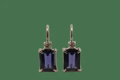 Boucles d'oreilles Or Blanc Iolite Diamants