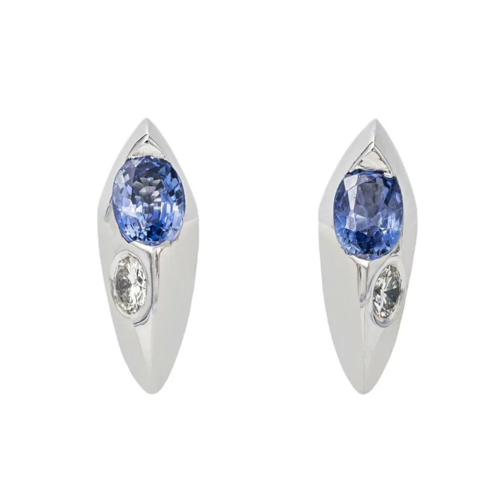 Boucles d'oreilles Or blanc Saphir