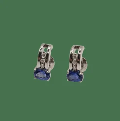 Boucles d’oreilles or blanc serties de saphirs et diamants