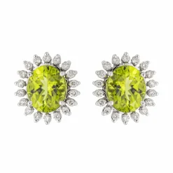 Boucles d'oreilles Or blanc Péridot