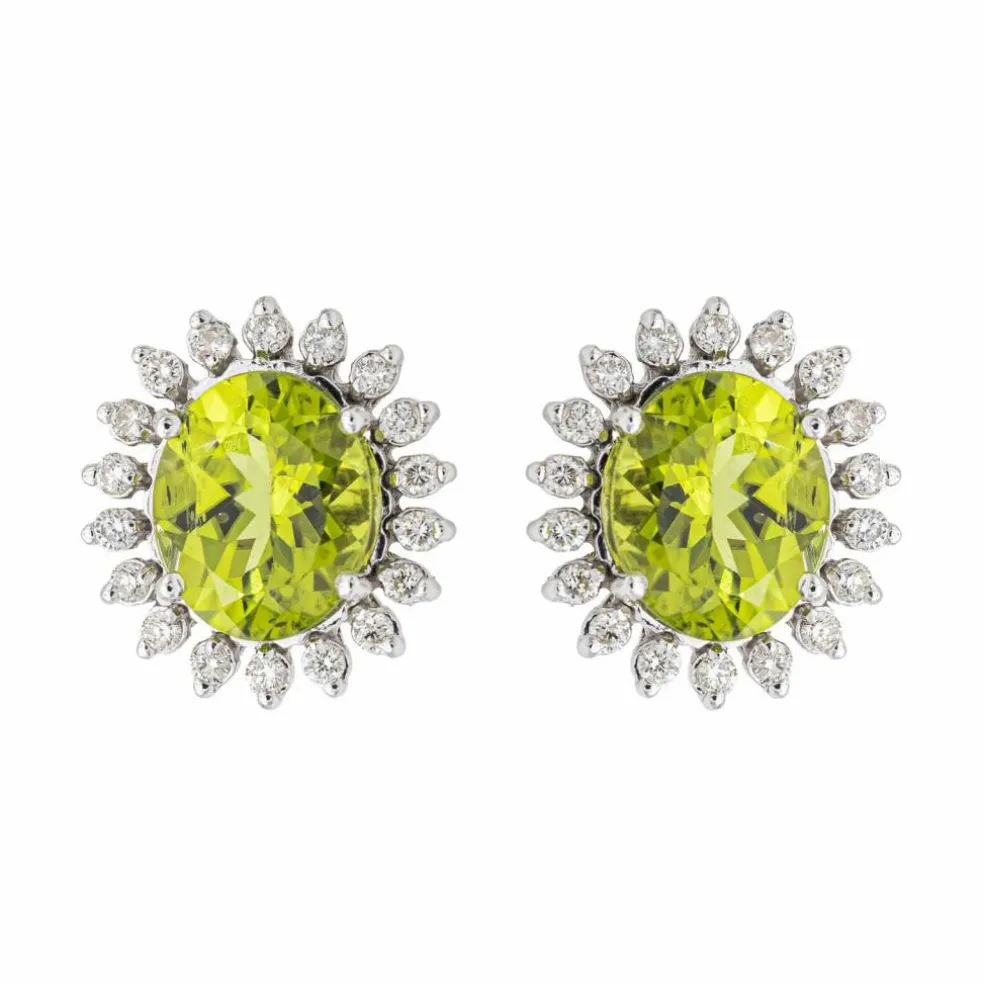 Boucles d'oreilles Or blanc Péridot
