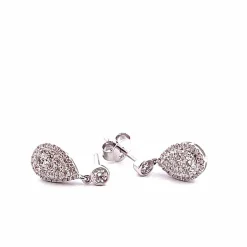Boucles d’oreilles or blanc diamants forme goutte