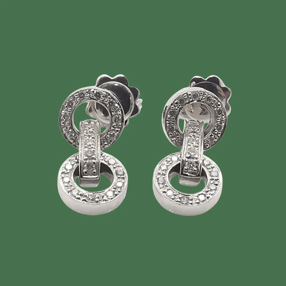 Boucles d'oreilles or blanc diamants