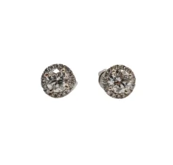 Boucles d'oreilles or blanc serties de diamants GIA