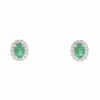 Boucles d'oreilles or blanc, émeraude 1,68 ct et diamants