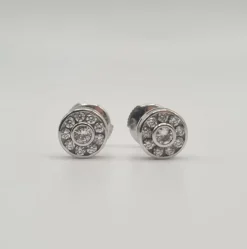 Boucles d'oreilles or blanc diamants
