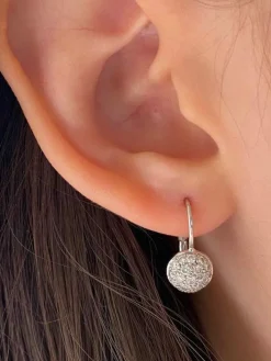 Boucles d'oreilles or blanc diamants