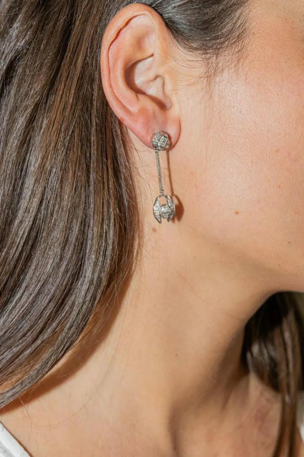 Boucles d'oreilles Or blanc Diamant