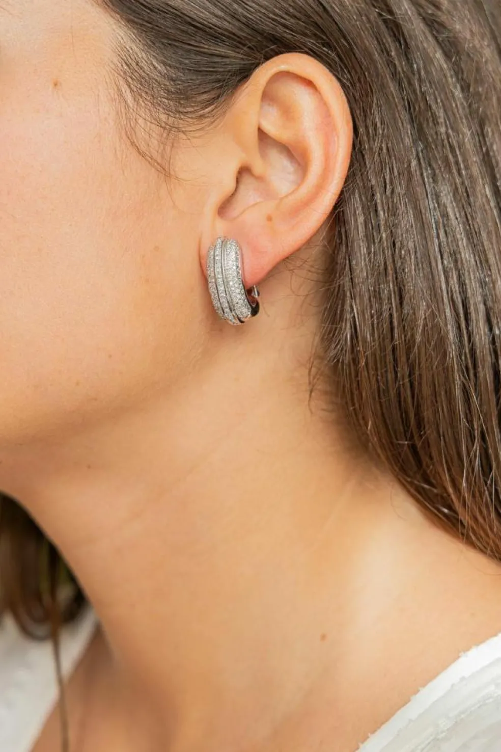 Boucles d'oreilles Or Blanc Diamant