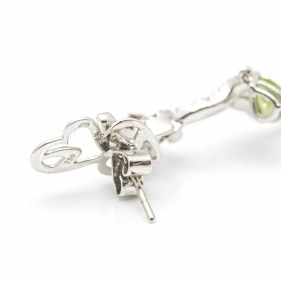 Boucles d'oreilles Or blanc Diamants Saphirs