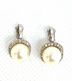 Boucles d'oreilles Or blanc Perles Diamants