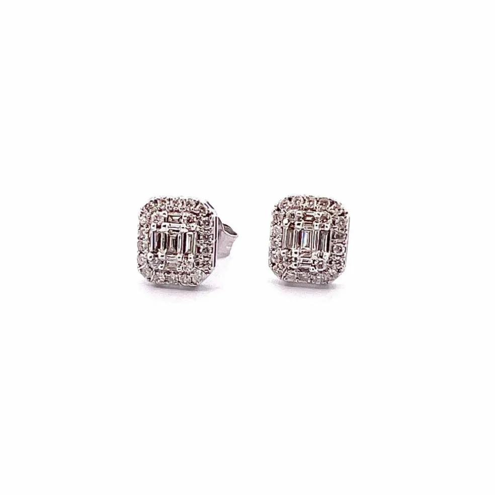 Boucles d’oreilles or blanc diamants