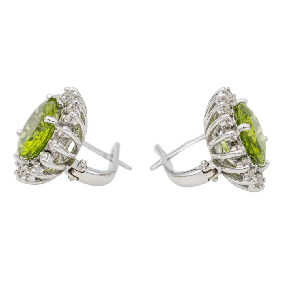 Boucles d'oreilles Or blanc Péridot