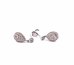 Boucles d’oreilles or blanc diamants forme goutte