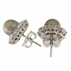 Boucles d'oreilles Or blanc Perles Diamants